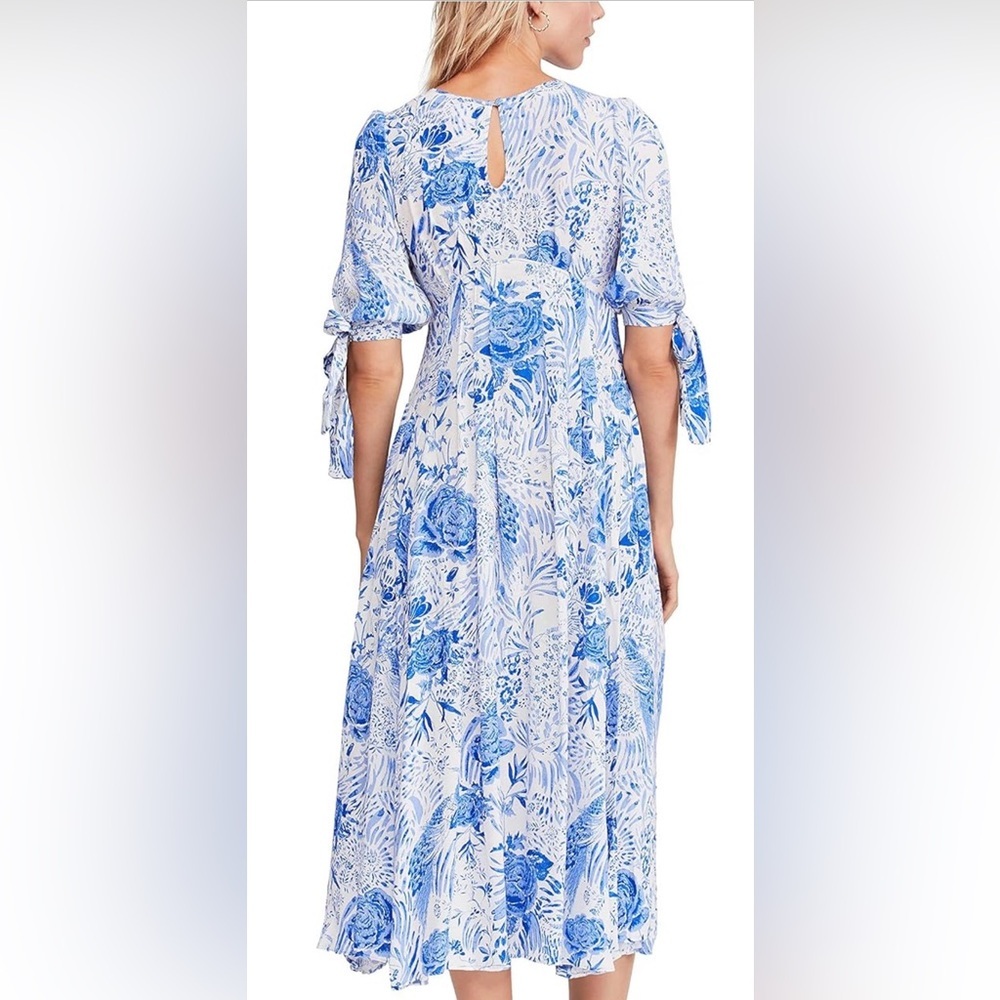 Free People “Forever Always” Floral Midi Dress Blue & White Size 0 - Picture 6 of 16